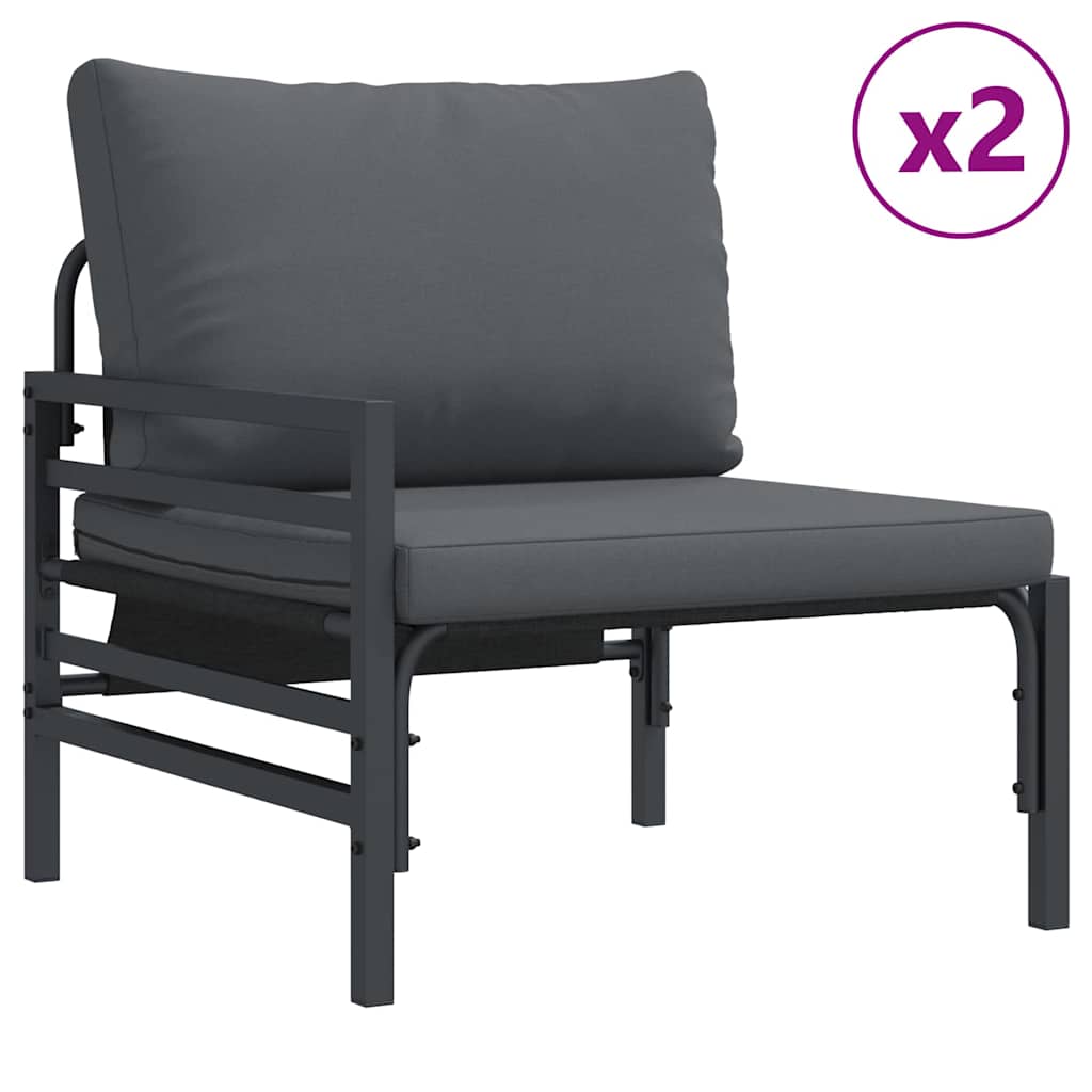 vidaXL Σετ Καναπέ Κήπου με μαξιλάρι 4 pcs Μαύρο Ατσάλι