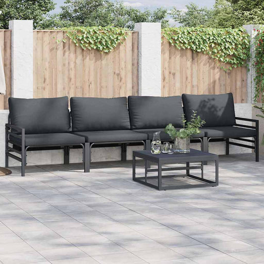 vidaXL Σετ Καναπέ Κήπου με μαξιλάρι 5 pcs Μαύρο Ατσάλι