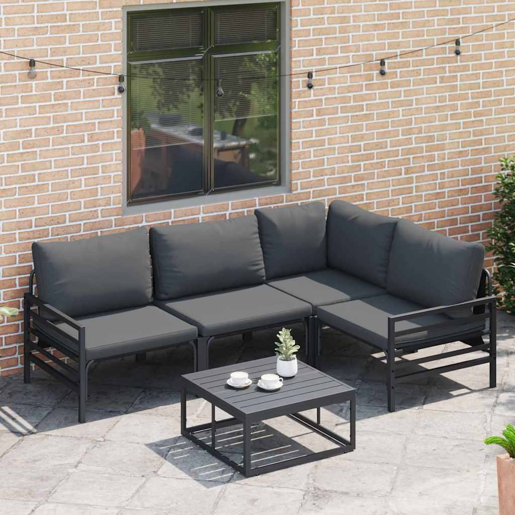 vidaXL Σετ Καναπέ Κήπου με μαξιλάρι 4 pcs Μαύρο Ατσάλι