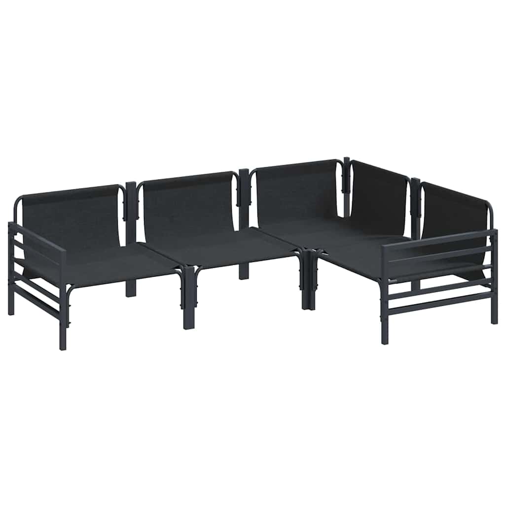 vidaXL Σετ Καναπέ Κήπου με μαξιλάρι 4 pcs Μαύρο Ατσάλι