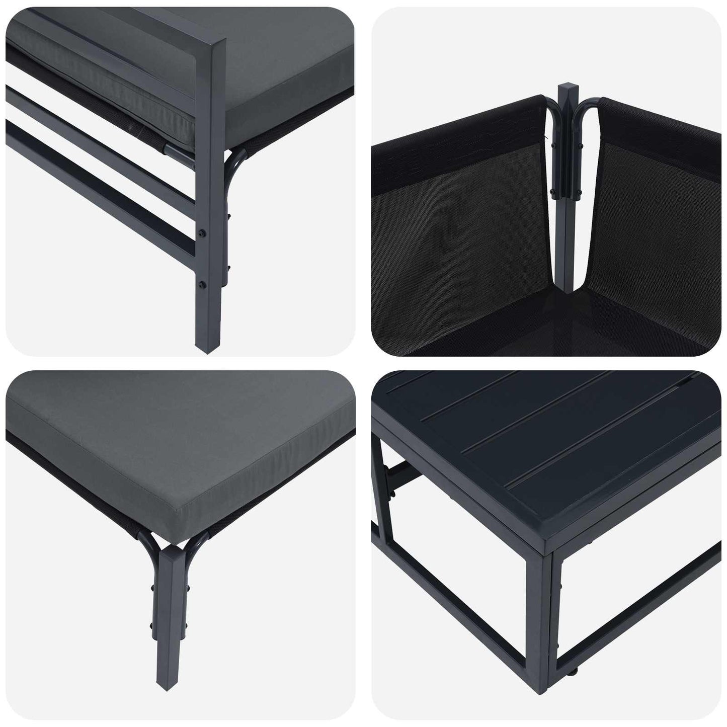 vidaXL Σετ Καναπέ Κήπου με μαξιλάρι 6 pcs Μαύρο Ατσάλι