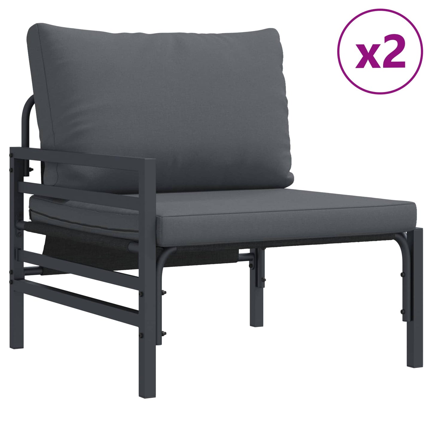 vidaXL Σετ Καναπέ Κήπου με μαξιλάρι 6 pcs Μαύρο Ατσάλι