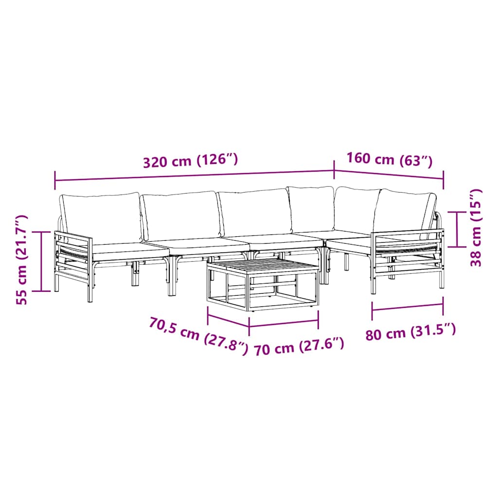 vidaXL Σετ Καναπέ Κήπου 6 pcs Ανθρακί Ατσάλι