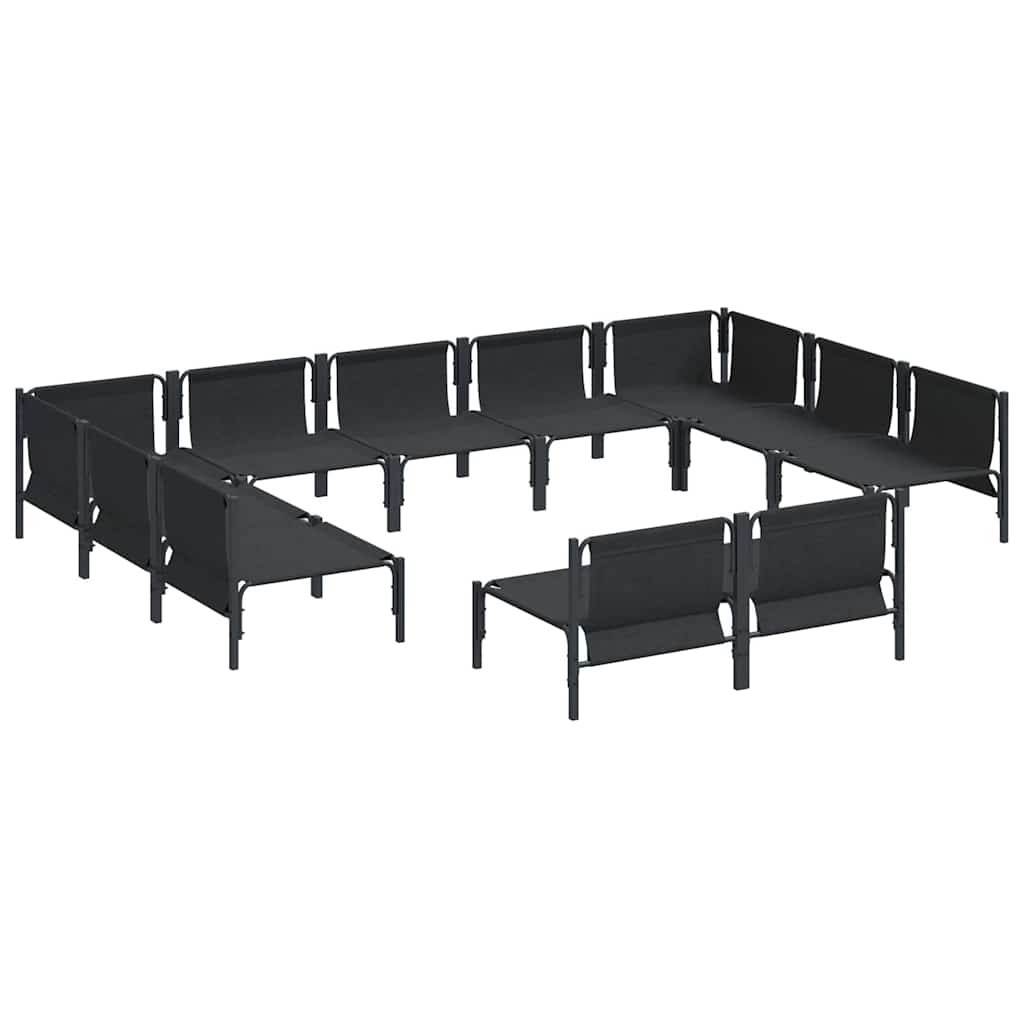 vidaXL Σετ Καναπέ Κήπου με μαξιλάρι 11 pcs Μαύρο Ατσάλι