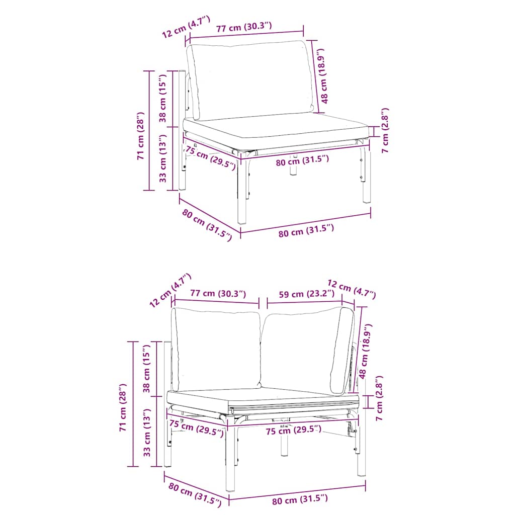vidaXL Σετ Καναπέ Κήπου 13 pcs Ανθρακί Ατσάλι