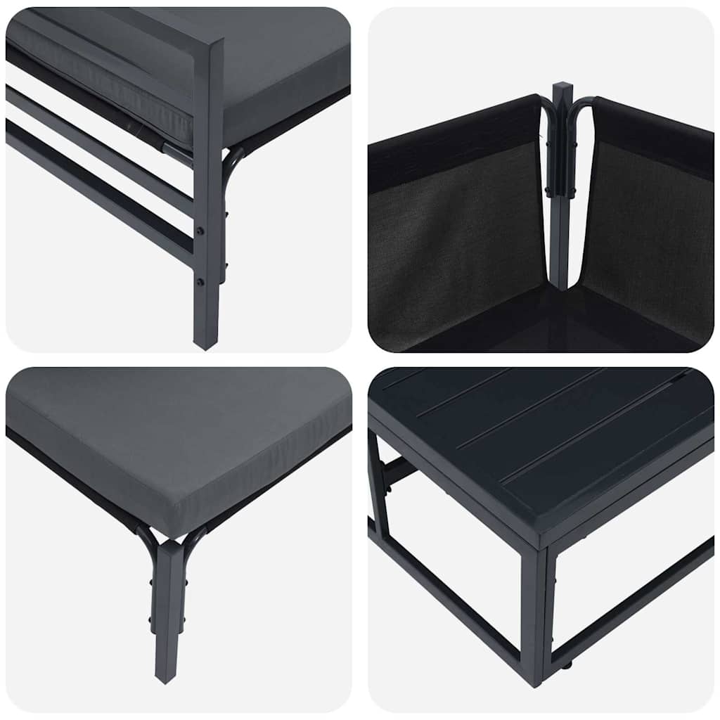 vidaXL Σετ Καναπέ Κήπου με μαξιλάρι 14 pcs Μαύρο Ατσάλι