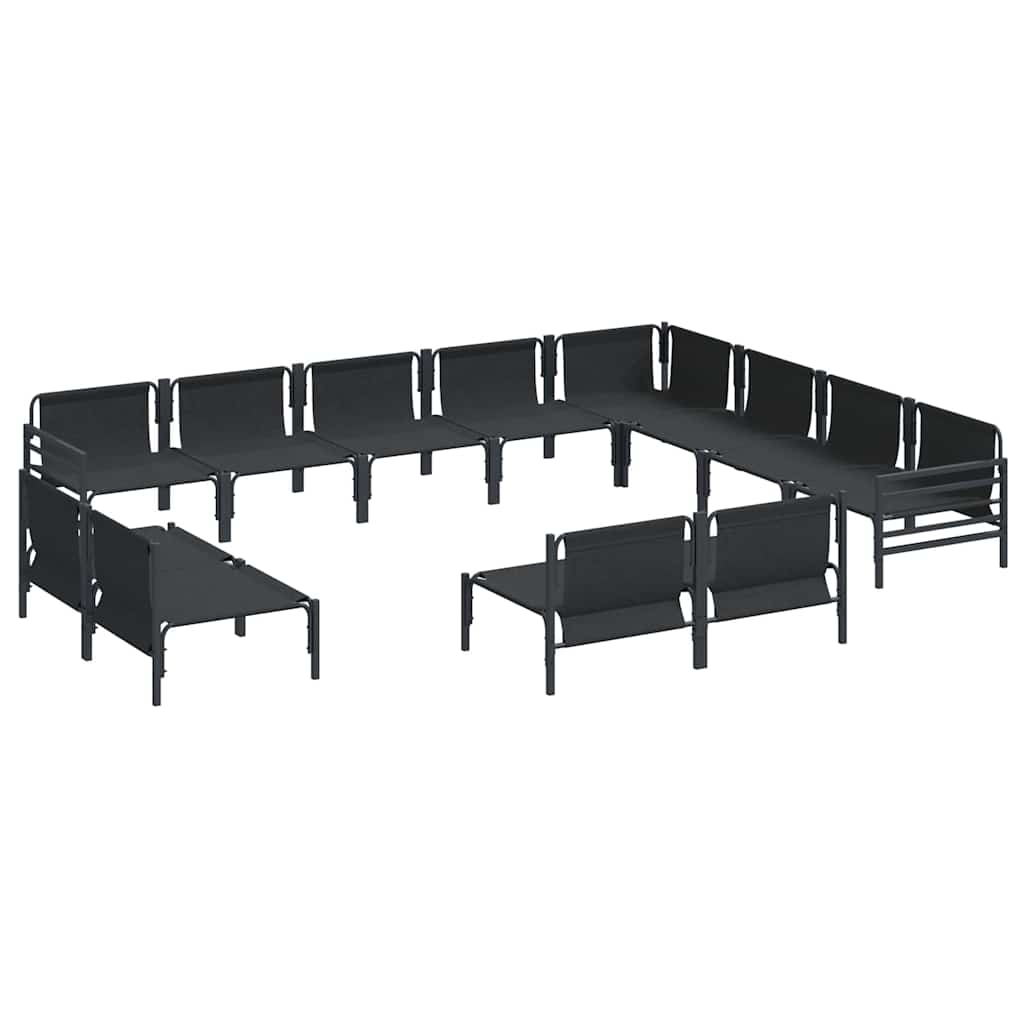 vidaXL Σετ Καναπέ Κήπου με μαξιλάρι 12 pcs Μαύρο Ατσάλι