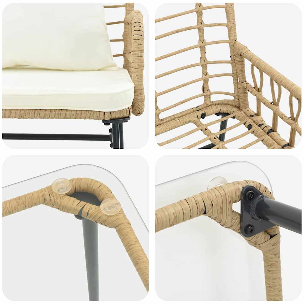 vidaXL ΣΕΤ ΕΠΙΠΛΩΝ ΚΗΠΟΥ με μαξιλάρι 4 pcs Μαύρο και Ανθρακί