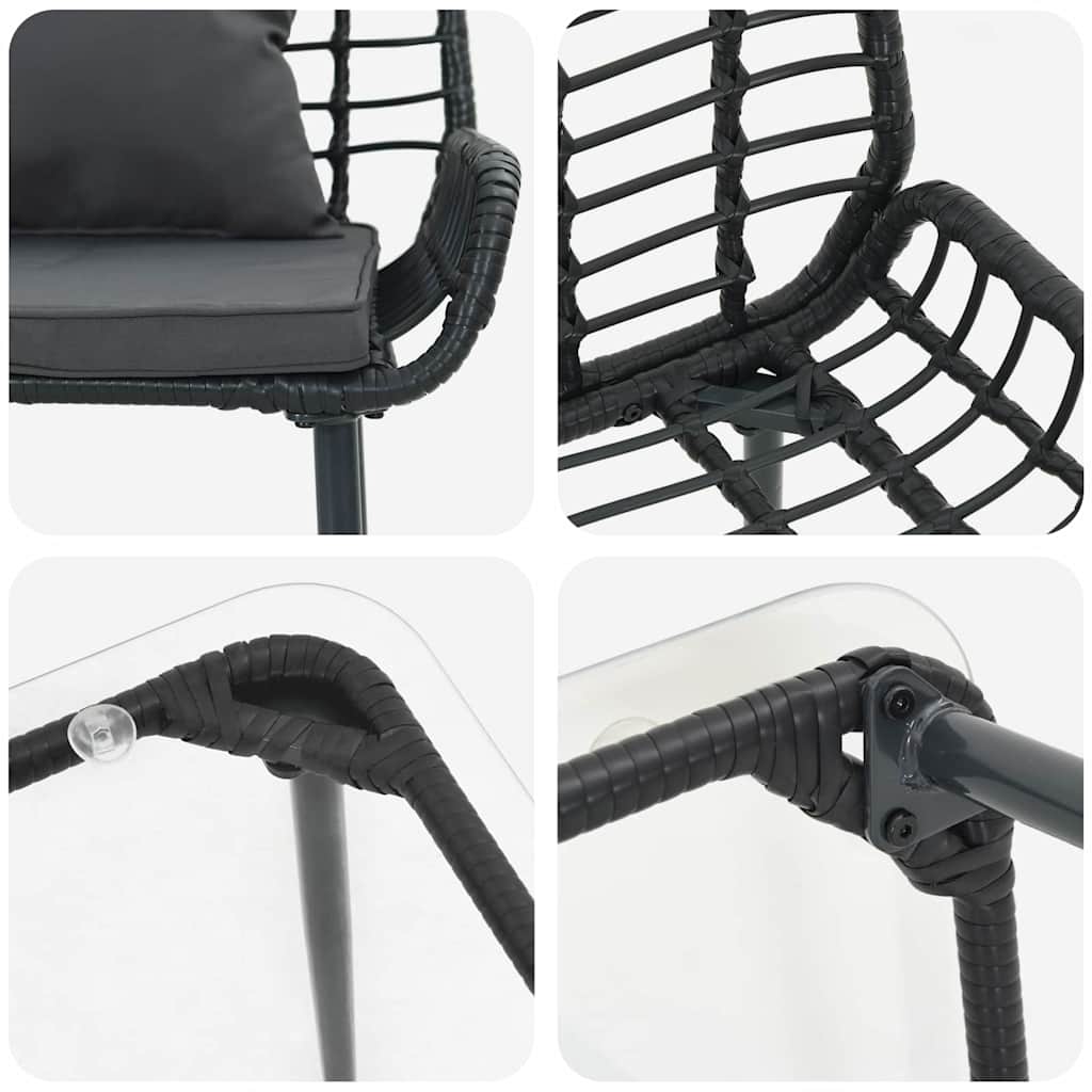 vidaXL ΣΕΤ ΕΠΙΠΛΩΝ ΚΗΠΟΥ με μαξιλάρι 4 pcs Καφέ Μαύρο Κρέμα