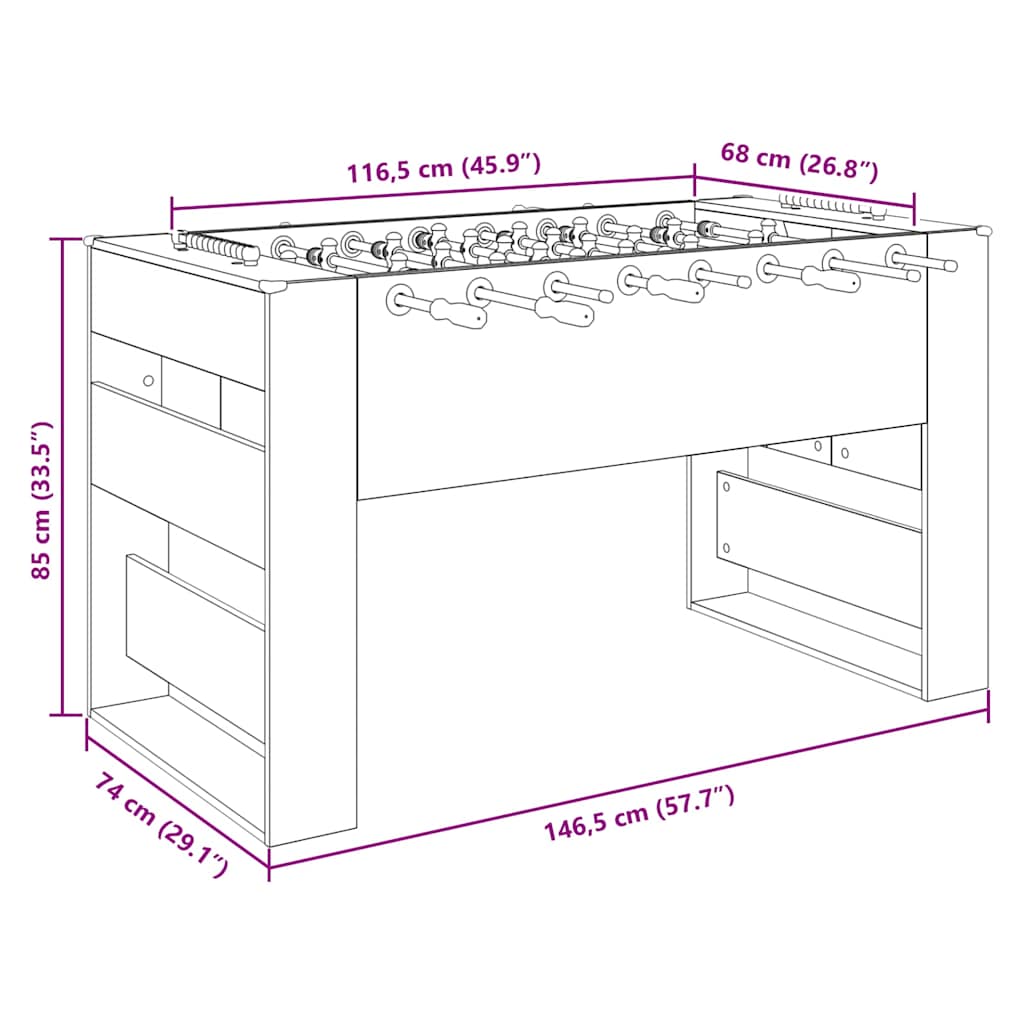 vidaXL Τραπέζι Ποδιού 2 pcs Μαύρη Οξυά 146,5 x 74 x 85 εκ.