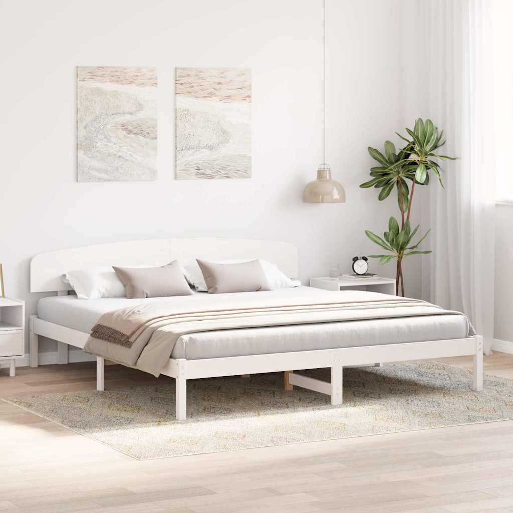 vidaXL Σκελετός Κρεβατιού Λευκό 200 x 200 cm Μασίφ ξύλο πεύκου