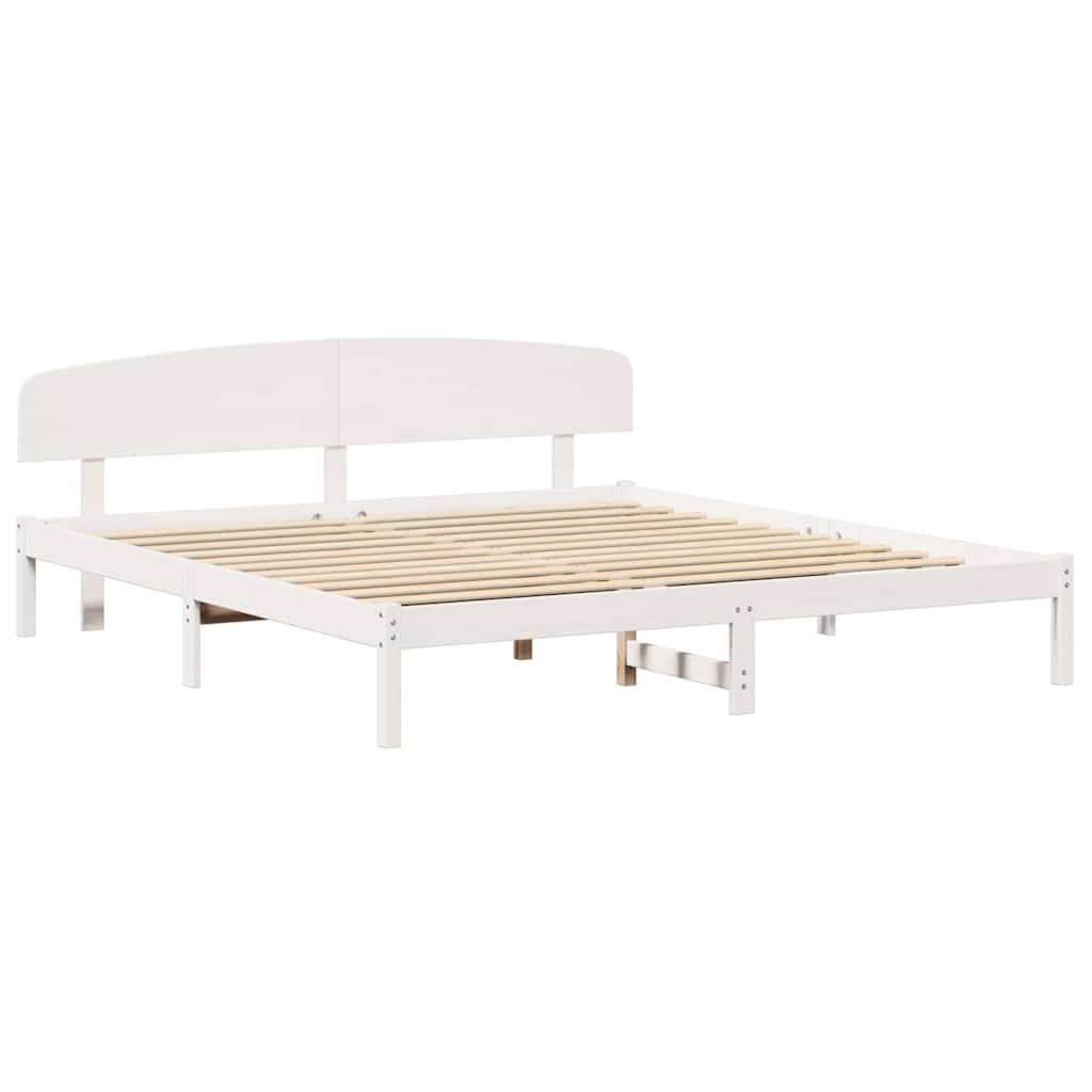 vidaXL Σκελετός Κρεβατιού Λευκό 200 x 200 cm Μασίφ ξύλο πεύκου