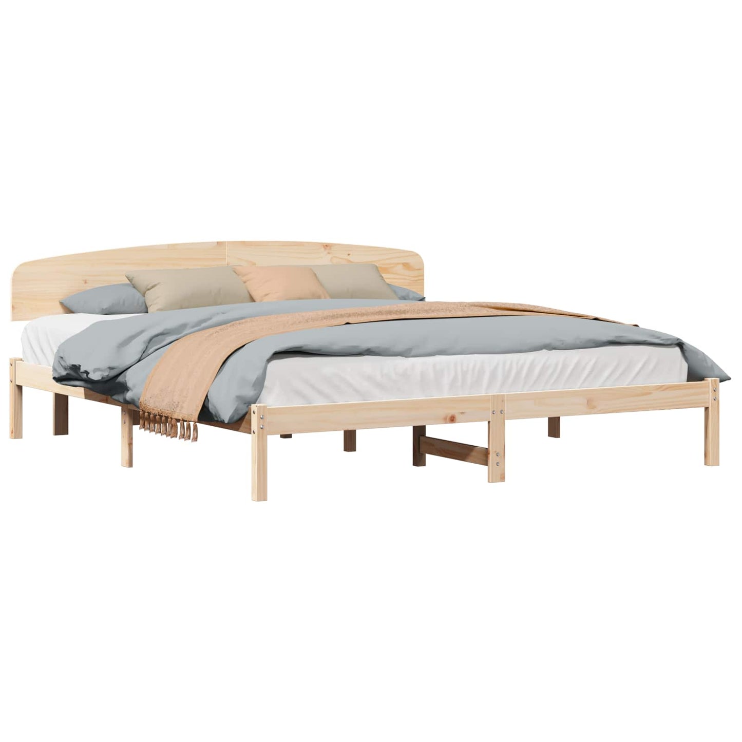 vidaXL Σκελετός Κρεβατιού Φυσικό 180 x 200 cm Στερεά ξυλεία πεύκου