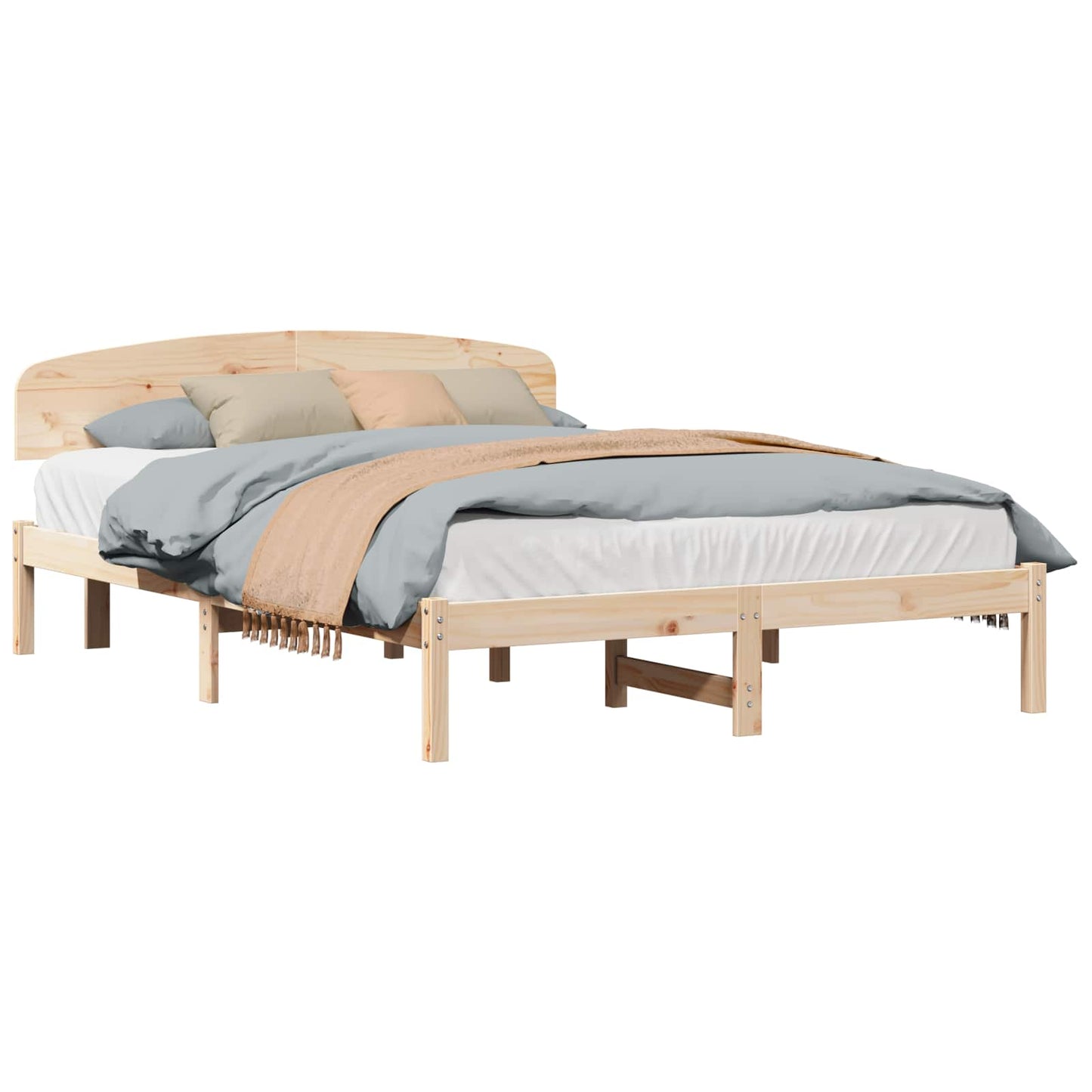 vidaXL Σκελετός Κρεβατιού Καφέ 150 x 200 cm Μασίφ ξύλο πεύκου