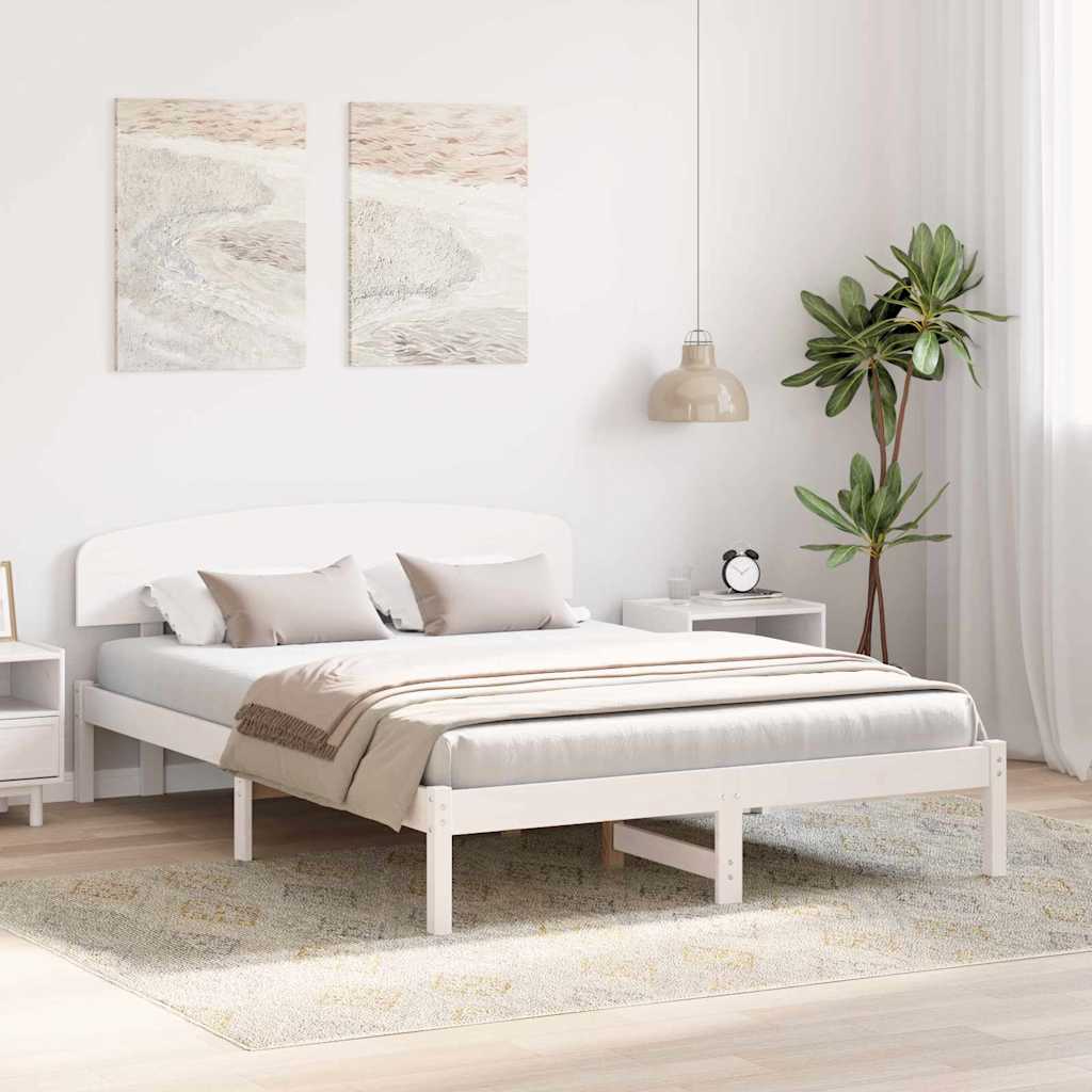 vidaXL Σκελετός Κρεβατιού Λευκό 150 x 200 cm Μασίφ ξύλο πεύκου