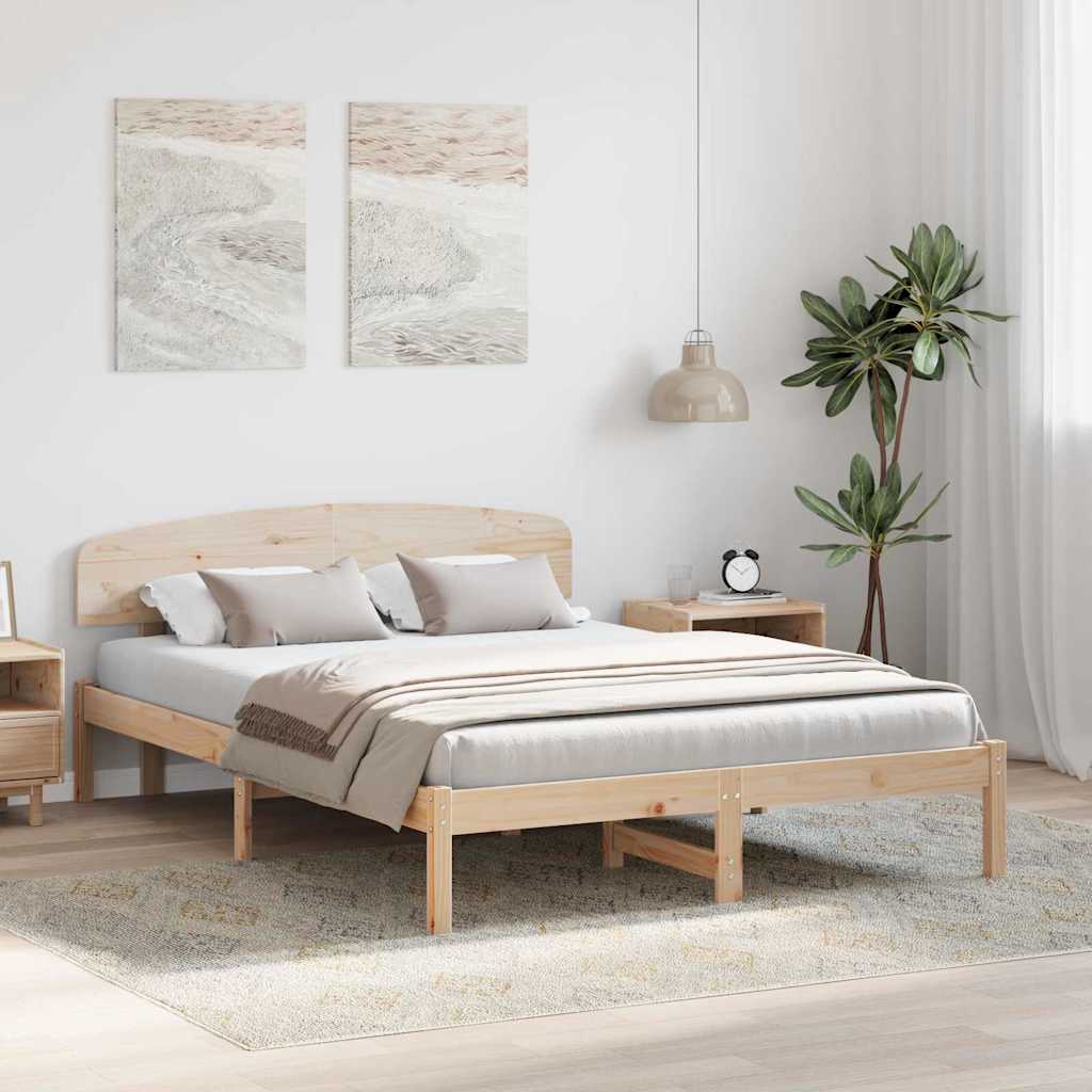 vidaXL Σκελετός Κρεβατιού Καφέ 140 x 200 cm Μασίφ ξύλο πεύκου