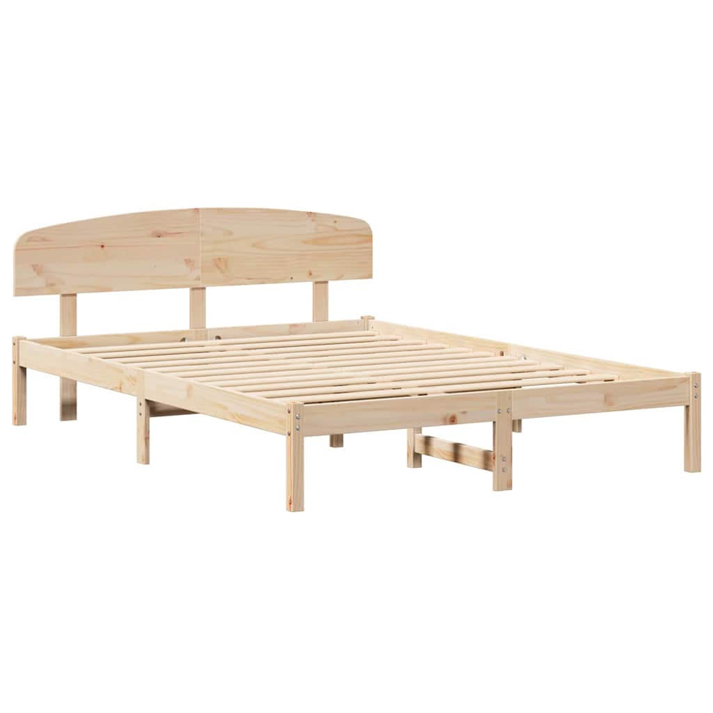 vidaXL Σκελετός Κρεβατιού Καφέ 140 x 200 cm Μασίφ ξύλο πεύκου