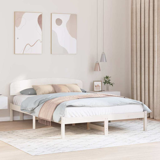 vidaXL Σκελετός Κρεβατιού Λευκό 140 x 200 cm Μασίφ ξύλο πεύκου
