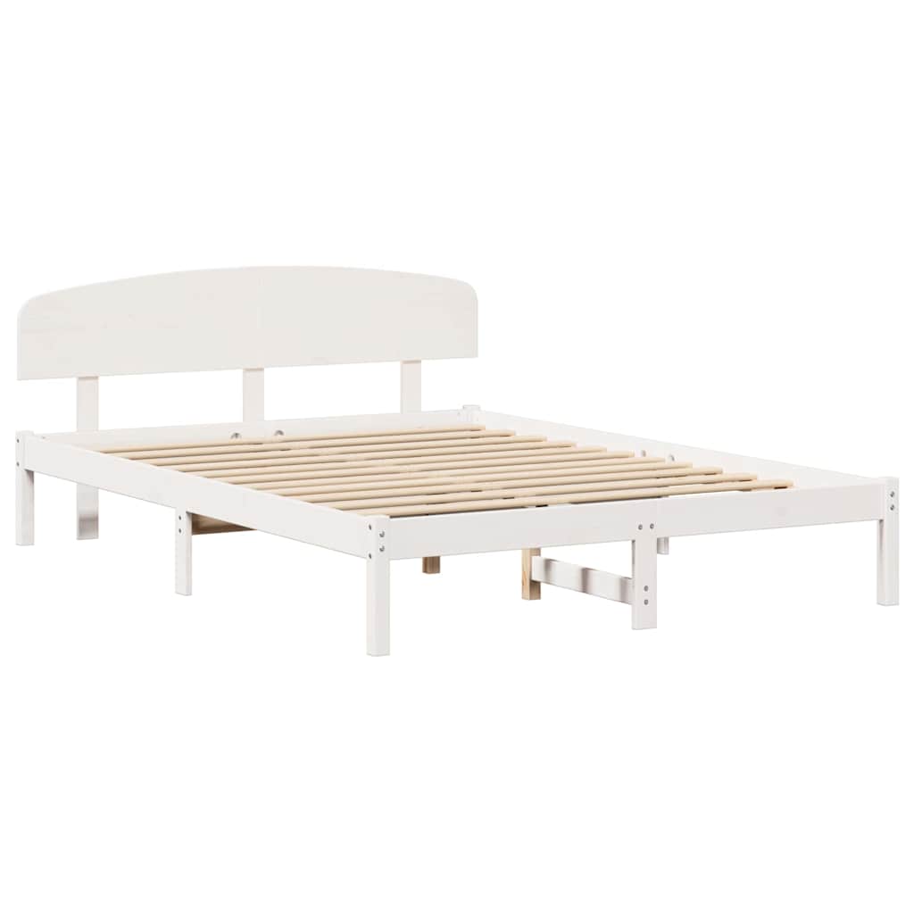 vidaXL Σκελετός Κρεβατιού Λευκό 140 x 200 cm Μασίφ ξύλο πεύκου