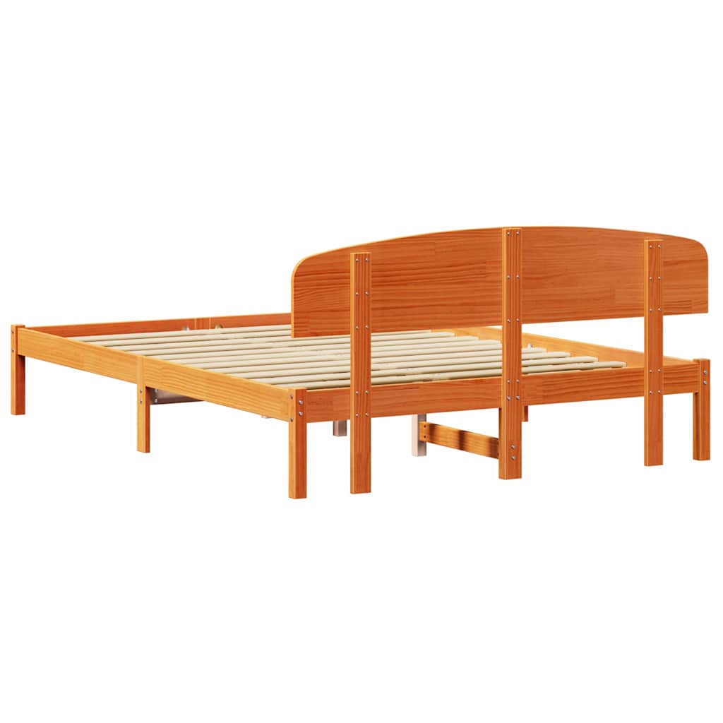 vidaXL Σκελετός Κρεβατιού Καφέ 140 x 200 cm Μασίφ ξύλο πεύκου