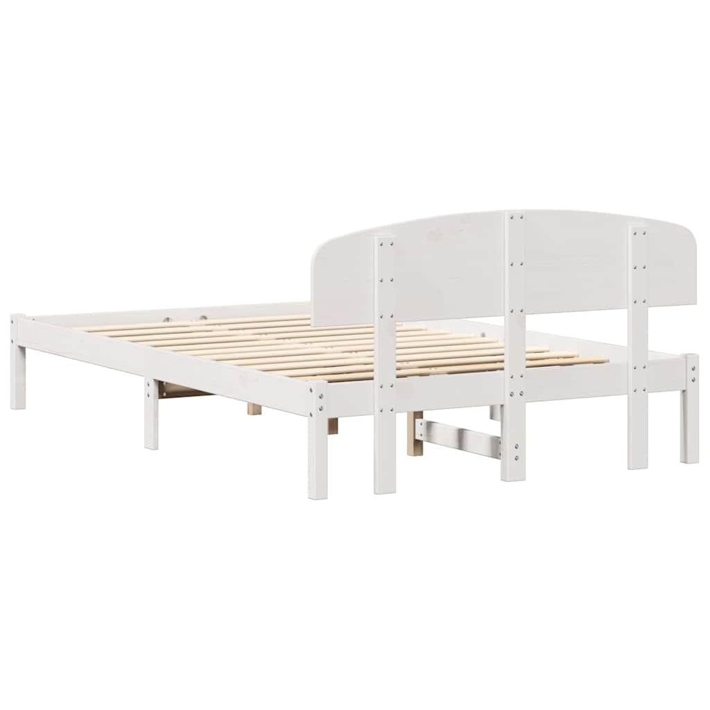vidaXL Σκελετός Κρεβατιού Λευκό 140 x 190 cm Μασίφ ξύλο πεύκου