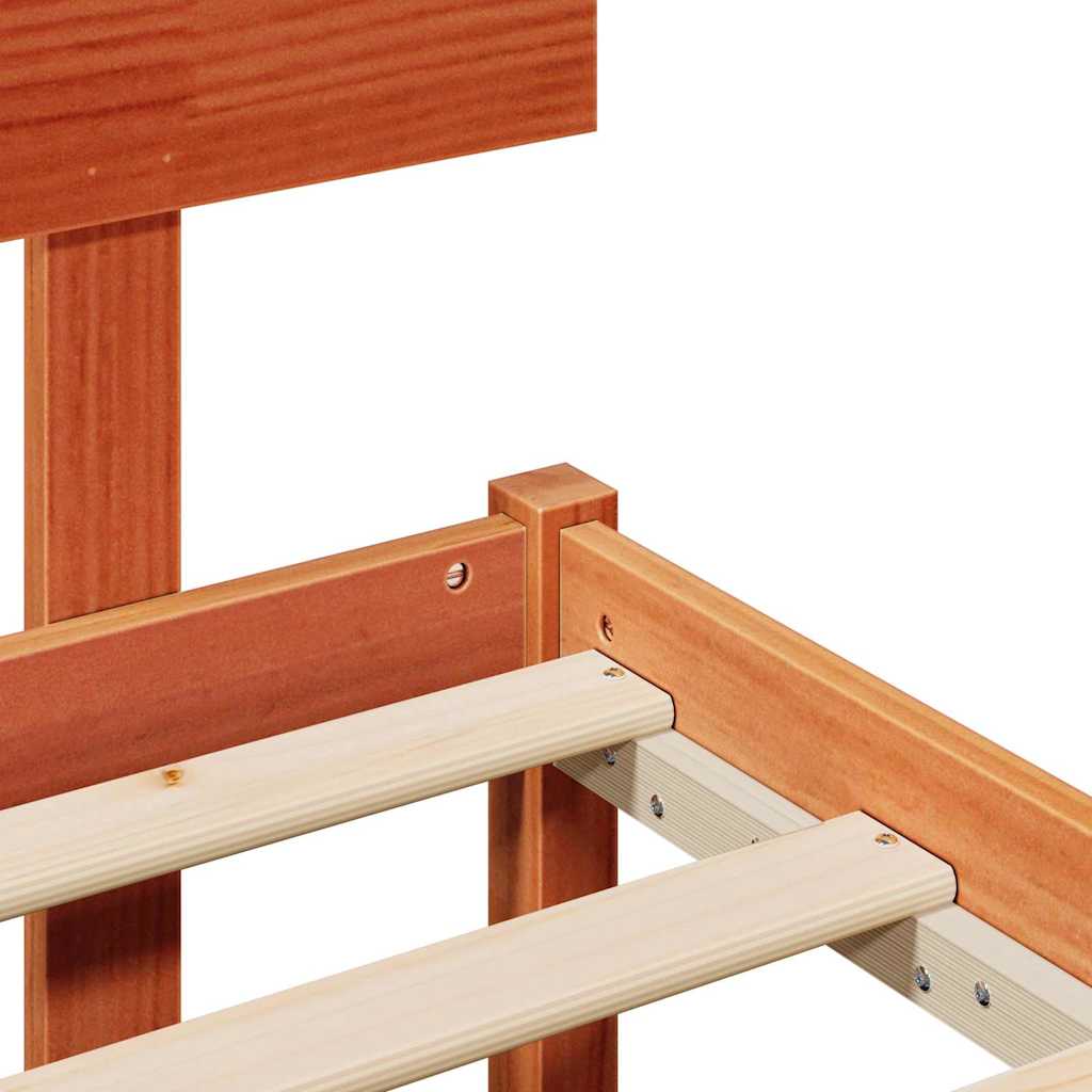 vidaXL Σκελετός Κρεβατιού Καφέ 140 x 190 cm Μασίφ ξύλο πεύκου