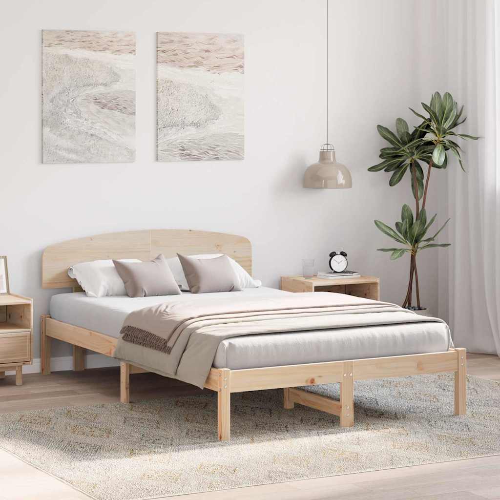 vidaXL Σκελετός Κρεβατιού Καφέ 135 x 190 cm Μασίφ ξύλο πεύκου