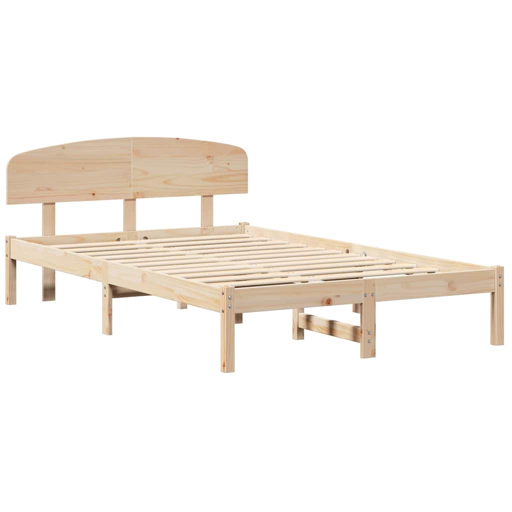 vidaXL Σκελετός Κρεβατιού Καφέ 135 x 190 cm Μασίφ ξύλο πεύκου