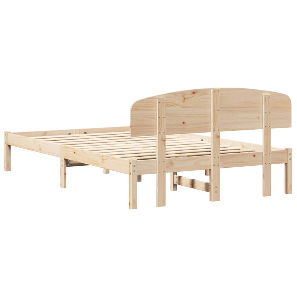 vidaXL Σκελετός Κρεβατιού Καφέ 135 x 190 cm Μασίφ ξύλο πεύκου