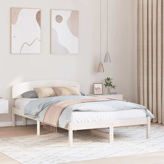 vidaXL Σκελετός Κρεβατιού Λευκό 135 x 190 cm Μασίφ ξύλο πεύκου