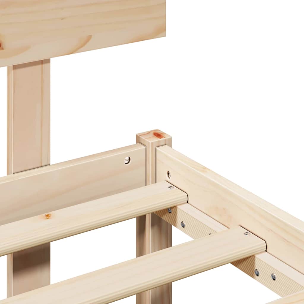 vidaXL Σκελετός Κρεβατιού Καφέ 90 x 200 cm Μασίφ ξύλο πεύκου