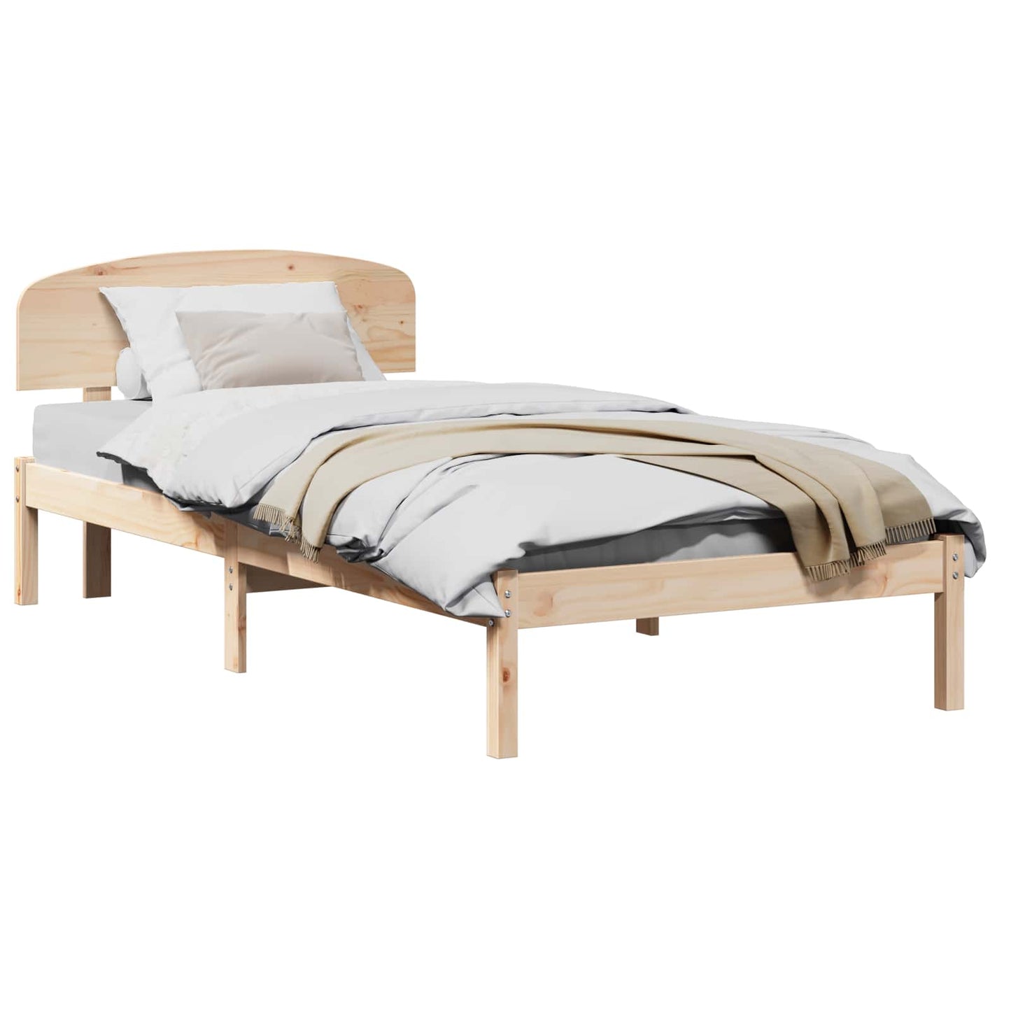 vidaXL Σκελετός Κρεβατιού Καφέ 90 x 190 cm Μασίφ ξύλο πεύκου