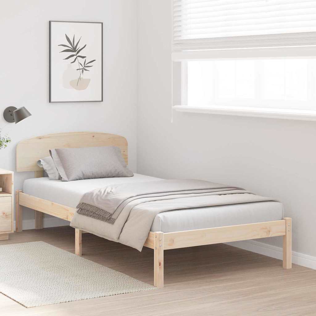 vidaXL Σκελετός Κρεβατιού Καφέ 75 x 190 cm Μασίφ ξύλο πεύκου