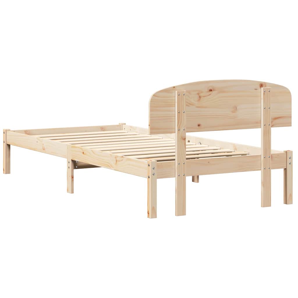vidaXL Σκελετός Κρεβατιού Καφέ 75 x 190 cm Μασίφ ξύλο πεύκου
