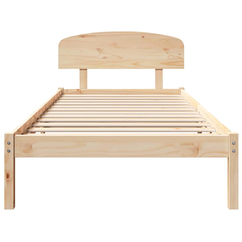 vidaXL Σκελετός Κρεβατιού Καφέ 75 x 190 cm Μασίφ ξύλο πεύκου