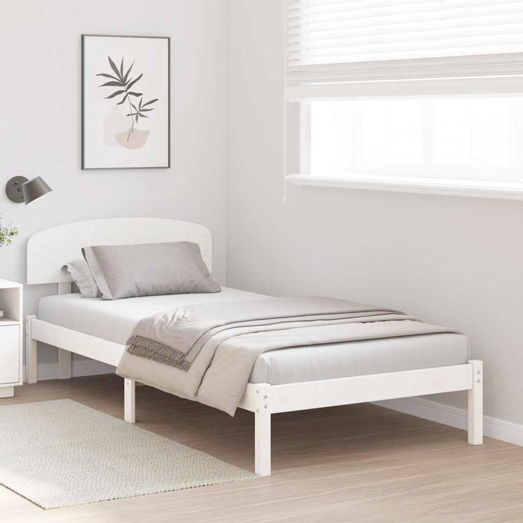 vidaXL Σκελετός Κρεβατιού Λευκό 75 x 190 cm Μασίφ ξύλο πεύκου