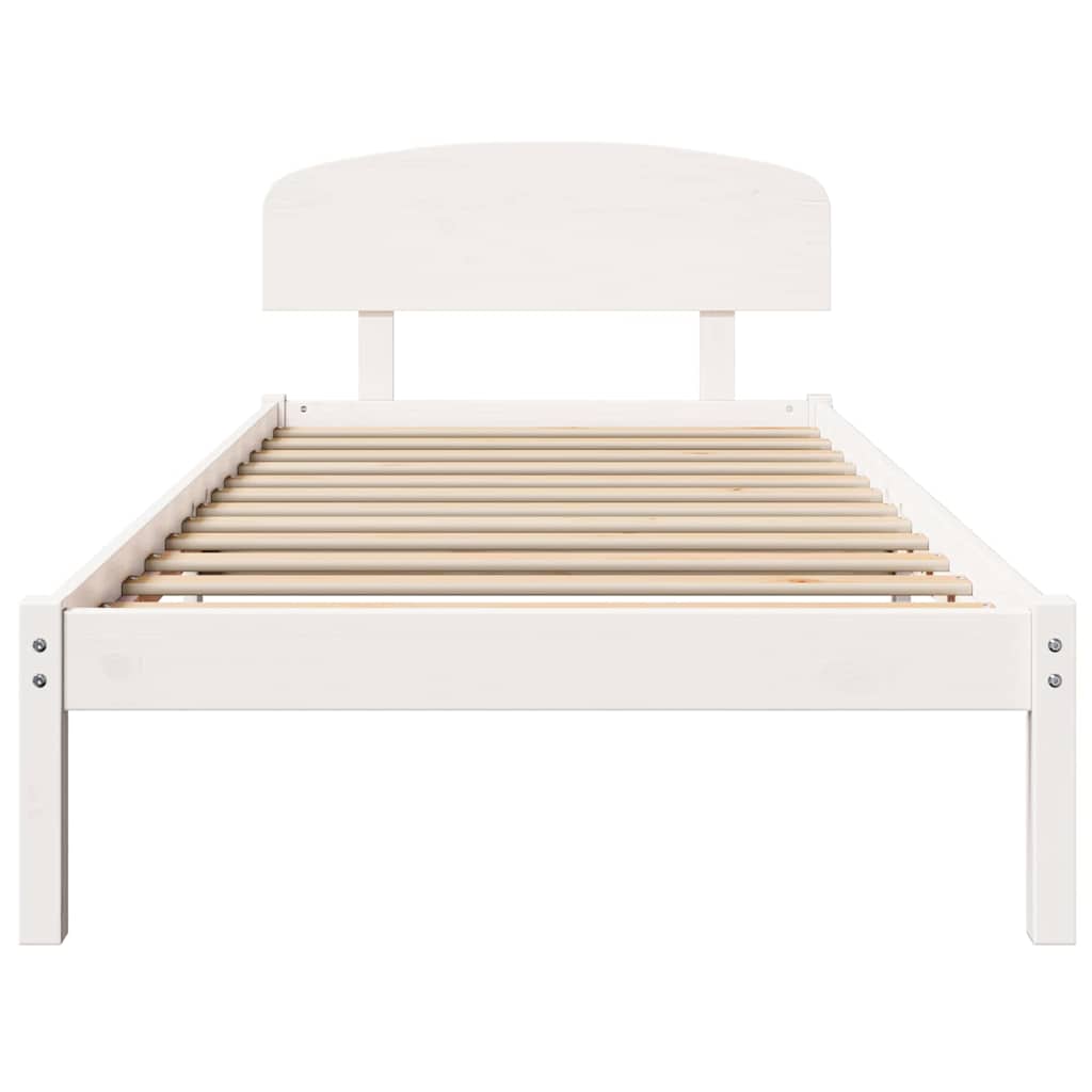 vidaXL Σκελετός Κρεβατιού Λευκό 75 x 190 cm Μασίφ ξύλο πεύκου