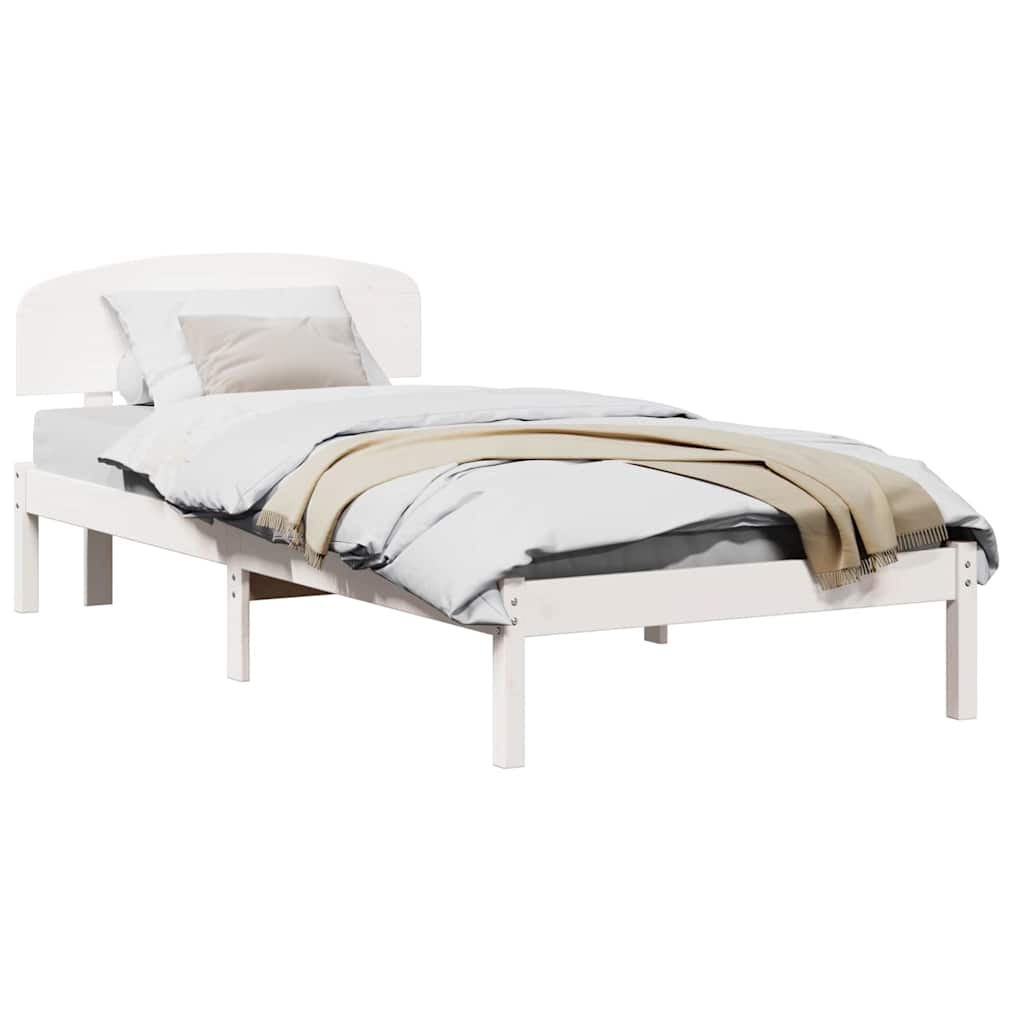 vidaXL Σκελετός Κρεβατιού Λευκό 75 x 190 cm Μασίφ ξύλο πεύκου