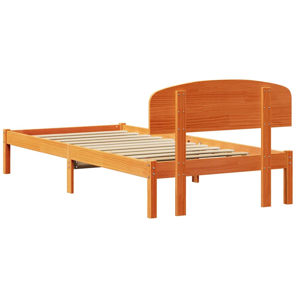vidaXL Σκελετός Κρεβατιού Κερωτό καφέ 75 x 190 cm Στερεά ξυλεία πεύκου