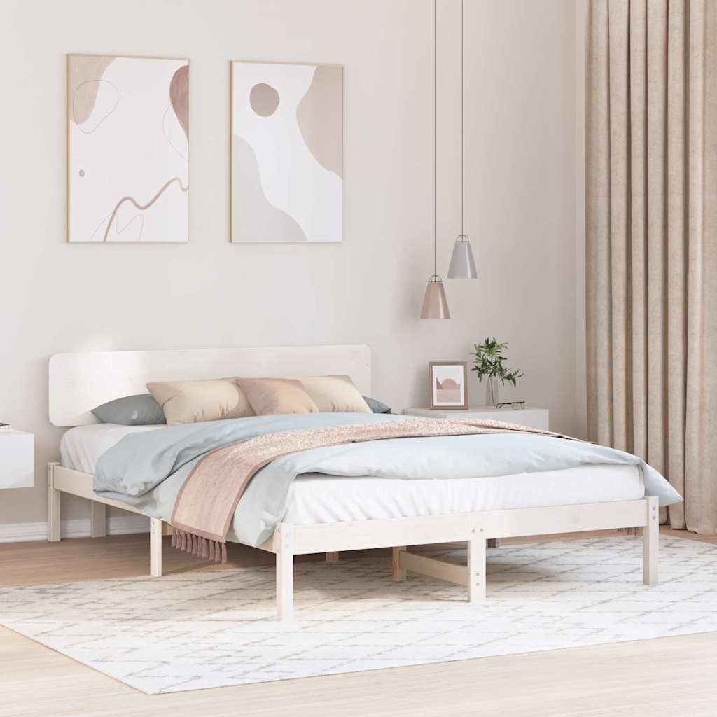 vidaXL Σκελετός Κρεβατιού με κεφαλάρι Λευκό 200 x 200 cm