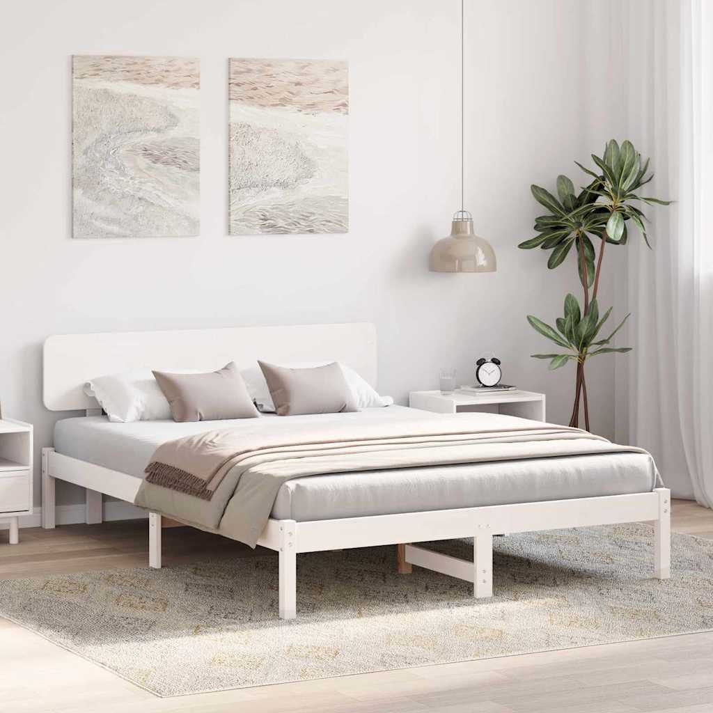 vidaXL Σκελετός Κρεβατιού με κεφαλάρι Λευκό 200 x 200 cm