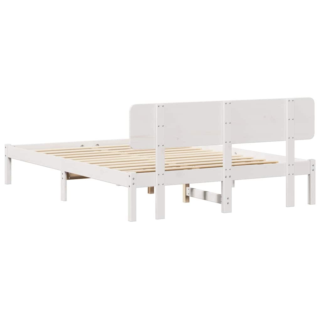 vidaXL Σκελετός Κρεβατιού με κεφαλάρι Λευκό 200 x 200 cm