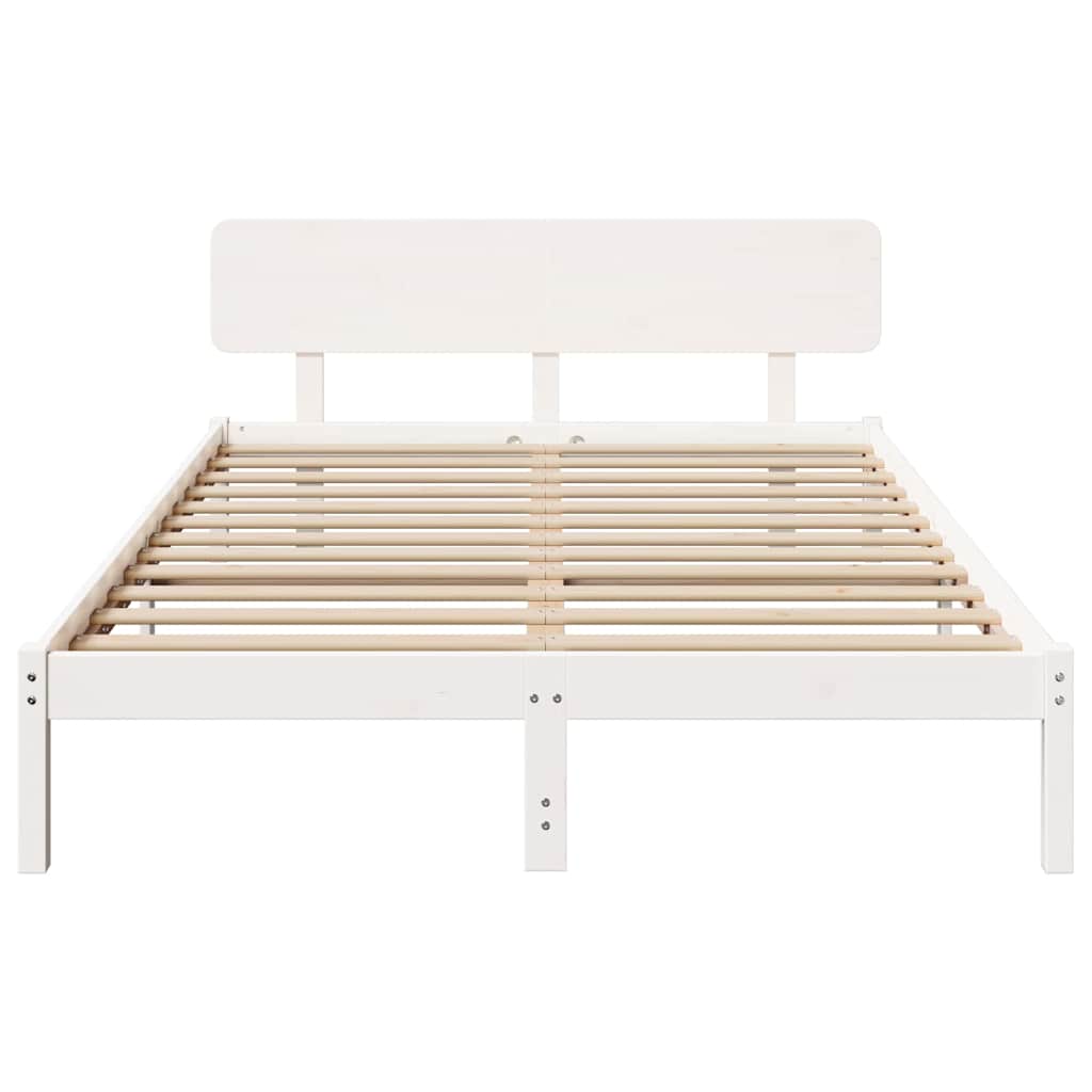 vidaXL Σκελετός Κρεβατιού με κεφαλάρι Λευκό 160 x 200 cm