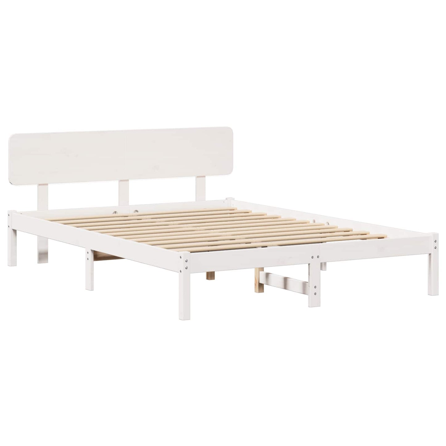 vidaXL Σκελετός Κρεβατιού με κεφαλάρι Λευκό 150 x 200 cm