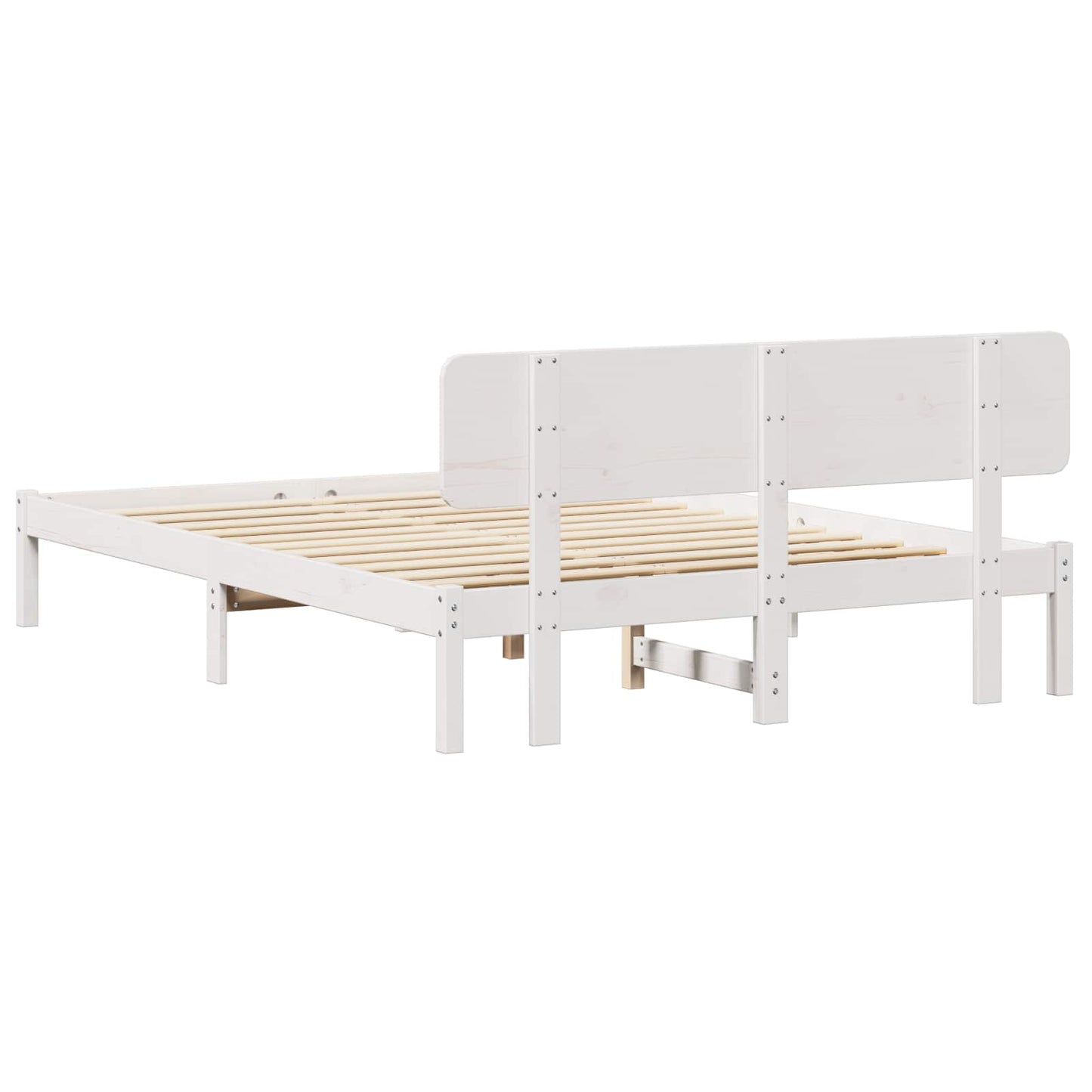 vidaXL Σκελετός Κρεβατιού με κεφαλάρι Λευκό 150 x 200 cm