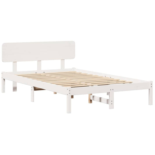 vidaXL Σκελετός Κρεβατιού με κεφαλάρι Λευκό 140 x 190 cm
