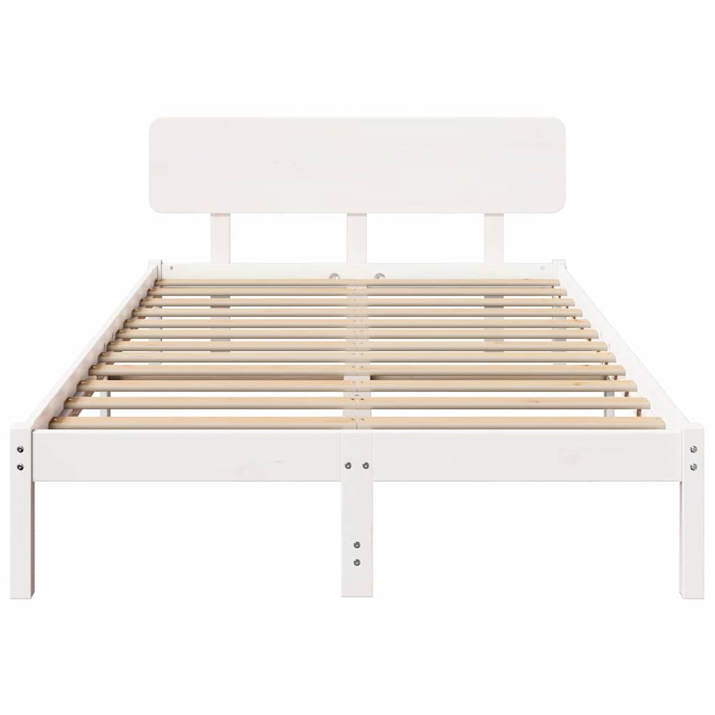 vidaXL Σκελετός Κρεβατιού με κεφαλάρι Λευκό 140 x 190 cm