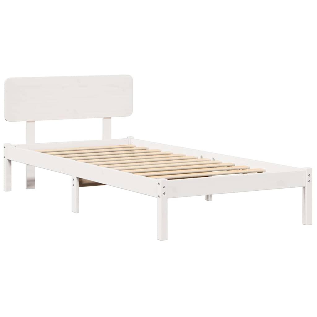 vidaXL Σκελετός Κρεβατιού με κεφαλάρι Λευκό 90 x 200 cm