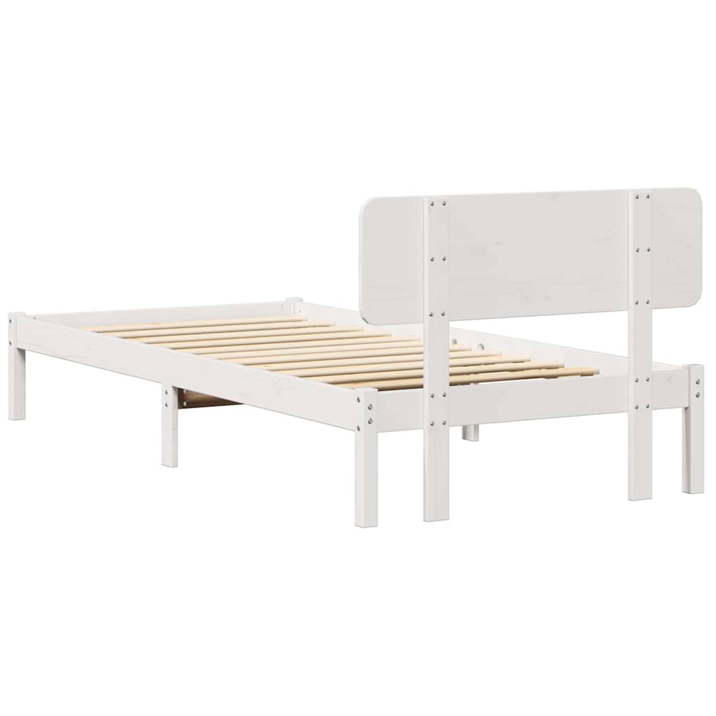 vidaXL Σκελετός Κρεβατιού με κεφαλάρι Λευκό 90 x 200 cm