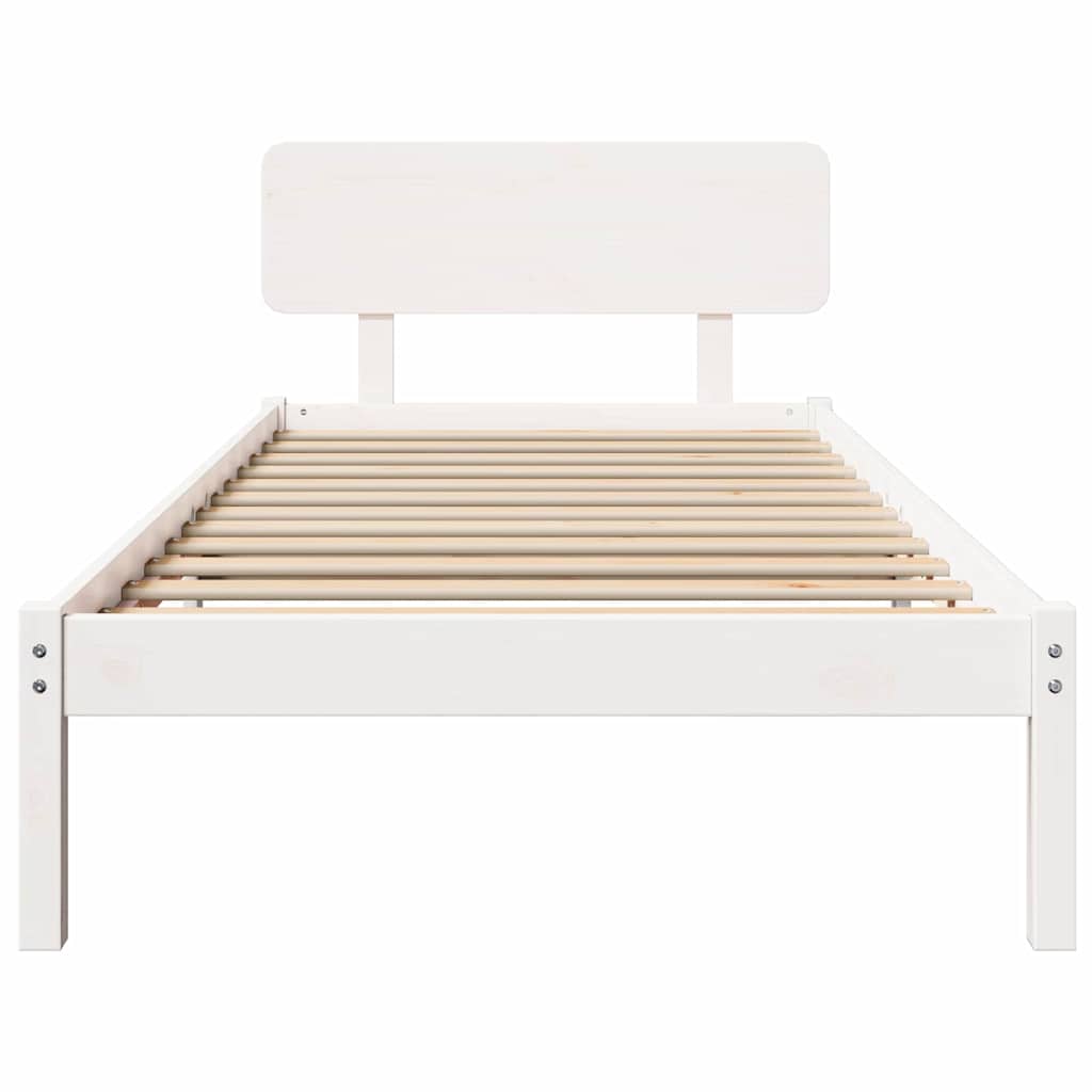 vidaXL Σκελετός Κρεβατιού με κεφαλάρι Λευκό 90 x 200 cm